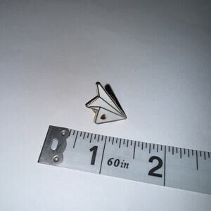 White Paper Airplane With Heart Pin Brooch